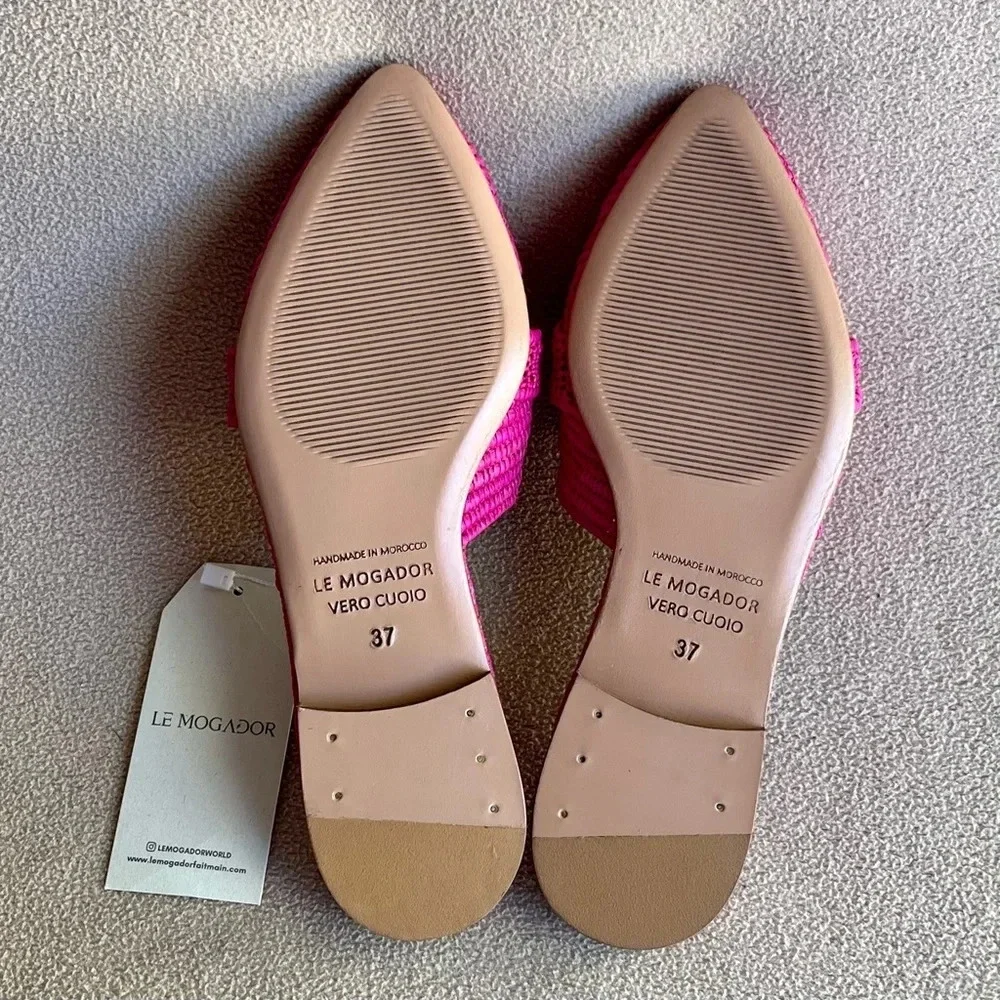 Le Mogador Taormina Mules Women’s 6.5 Fuchsia Pink Summer Beach Island Vacation
